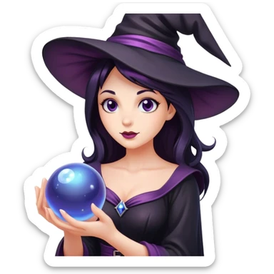 Beautiful Witch with magic ball sticker