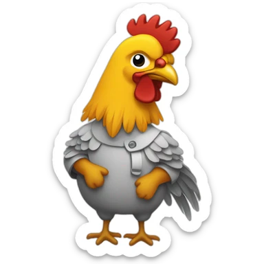 Pollo con un secador de pelo sticker