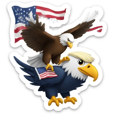 Trump flying a bald eagle with an American flag  sticker