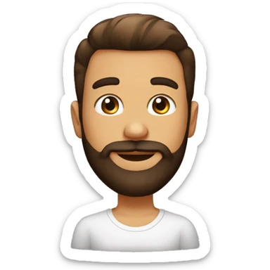 Garcon brun cheveux court dégradé et barbe yeux marron sticker