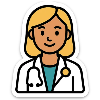 Latina doctor with light blonde hair, professional and friendly sticker