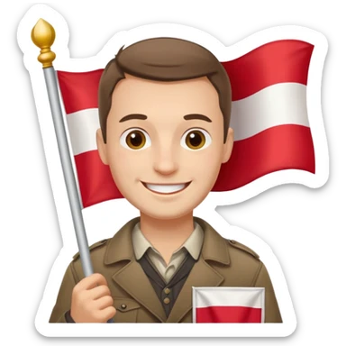 ultra realistic polish man with poland flag sticker