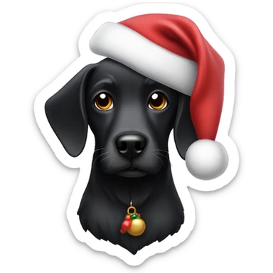Black dog with santa hat sticker