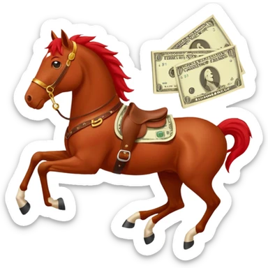 red horse agressive running money on the saddle text “ZGI” on leg sticker