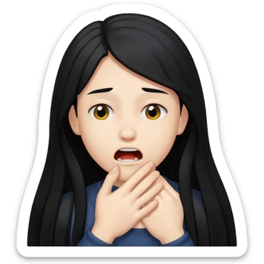 person choking themselves with black long hair  sticker