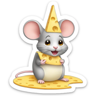 Cute mouse with cheese sticker