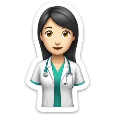 medical asian girl student with earphone sticker