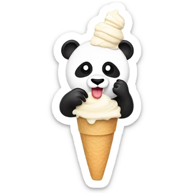 Panda eating ice cream sticker