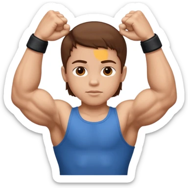 Bambino con capelli marroni e grande bicipite  sticker