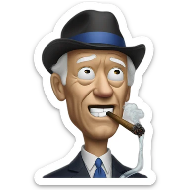 joe biden smokes clear glass pipe with an expression that shows resentment. his face is withering sticker