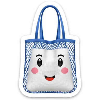 net bag,  mesh storage bag, tote bag, used for shopping, it has two knited handles as bag itself sticker