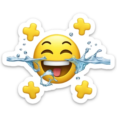Smiling emoji with yellow bone in mouth with water sticker