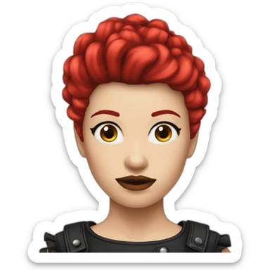 woman punk hair long red sticker