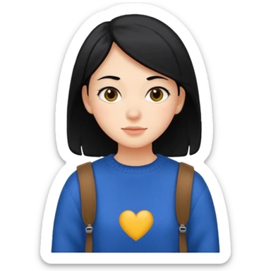 a female college student, and black hair, no back pack sticker