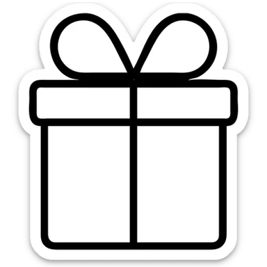 gift icon, stylized ribbon, flat design, easy to recognize sticker