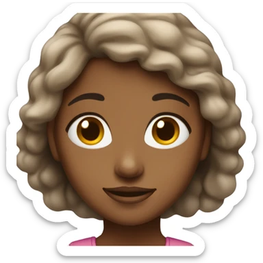 A girl who is medium black skin color, and she’s looking like a clean girl sticker