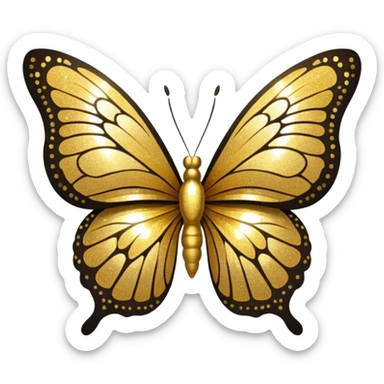 Golden shimmery glitter butterfly emoji sticker