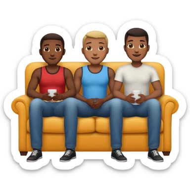 couch, naked people sitting: big tits female, 2 black males sticker