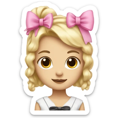 Blonde girl with boba and pink bow sticker