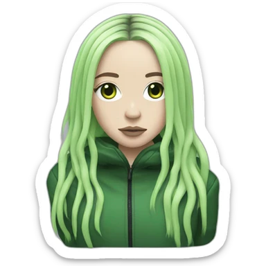 billie eilish with black and green roots sticker