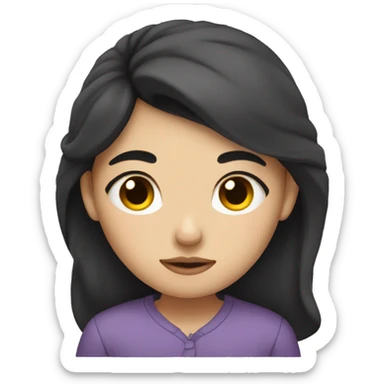 Dark hair sleepy girl sticker