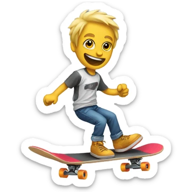 Skateboard surfing funny sticker