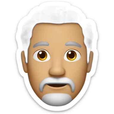 A 58-year-old man with salt and pepper hair and a gray goatee sticker