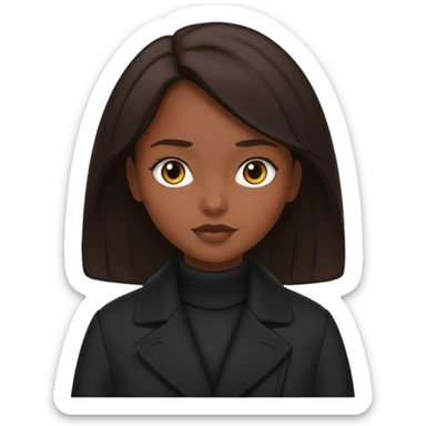 GAROTA MORENA COM PELE MORENA COM CABELO PRETO E CASASACO PRETA sticker