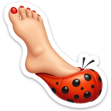 showing a cartoon human foot stepping on a small bug (like a ladybug), slightly squished but cartoonish, no violence, playful Apple emoji style sticker