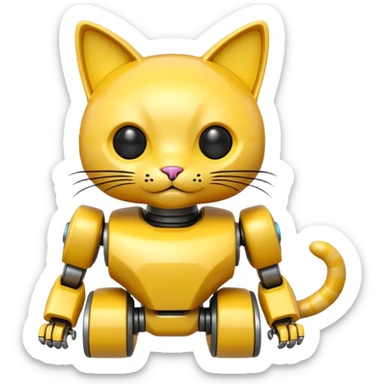 Cat-shaped yellow,Toy Robot. sticker