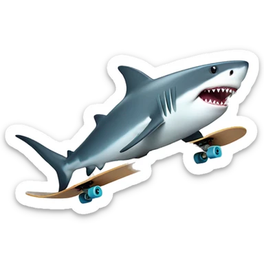 shark on skateboard sticker