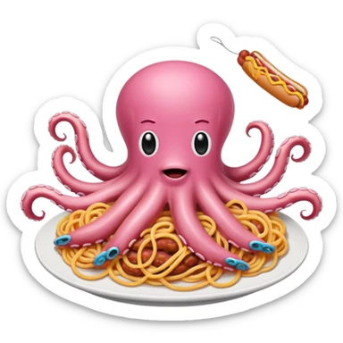 pink spaghetti slop octopus hot dog  sticker