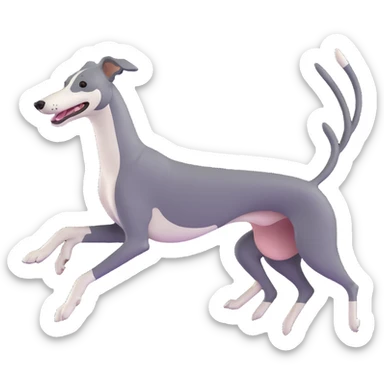 full body greyhound dog playful pose, iOS 18 look sticker