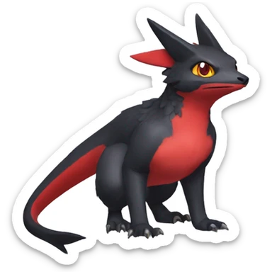 Cute cool black red nargacuga animal hybrid Fakemon full body sticker