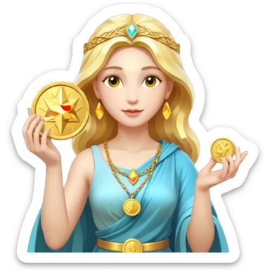 Goddess Golden Coin Magic Fantasy Low Poly sticker
