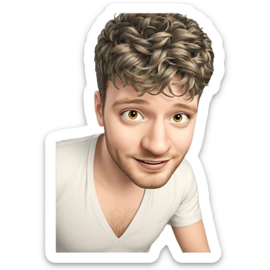 smiling boy in white shirt sticker