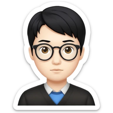 asian nerd with black hair  sticker