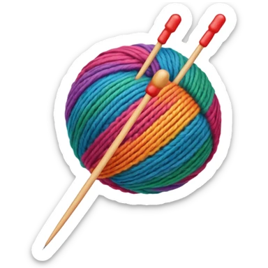 ball of wool with 2 knitting needles sticker