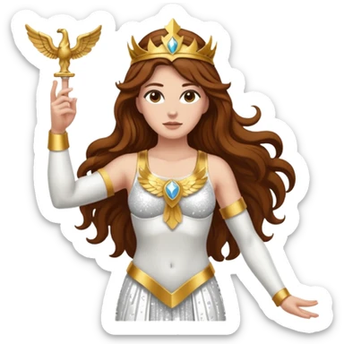 Nike, Goddess of Victory from Gods and Goddesses with long brown hair, white sequin outfit sticker