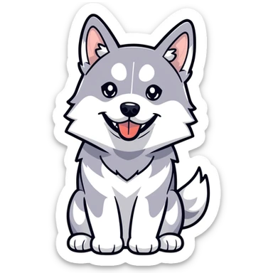 Black and white husky with his tongue sticker