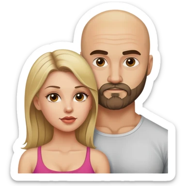 Beautiful dirty blonde seducing her muscular bald beard husband sticker