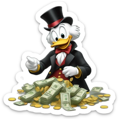 Scrooge McDuck counting money sticker