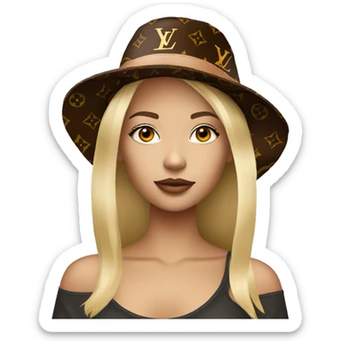 Pretty blonde girl with Louis Vuitton bucket hat on  sticker