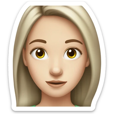 Young adult girl with pale skin, green eyes and brown hair sticker