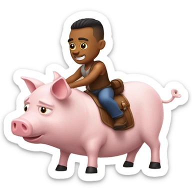 strong man with buzzed hair riding pig sticker