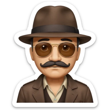 old Chicano gangster with a fedora hat and dark sunglasses, mustache, confident expression sticker