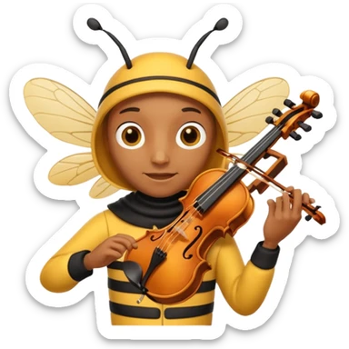 Bee playing violin on his shoulders sticker