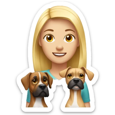 Blonde girl with boxer dog sticker