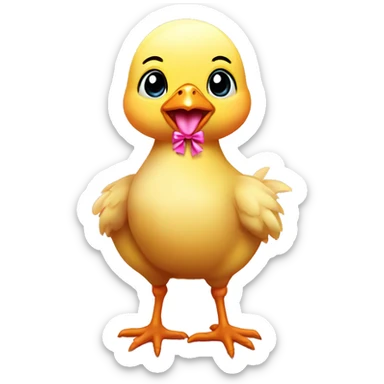 Baby chicken with pink bow sticker