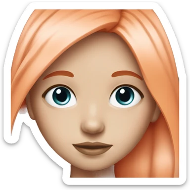 white girl with orange long hair and orange bangs wearing pink sticker